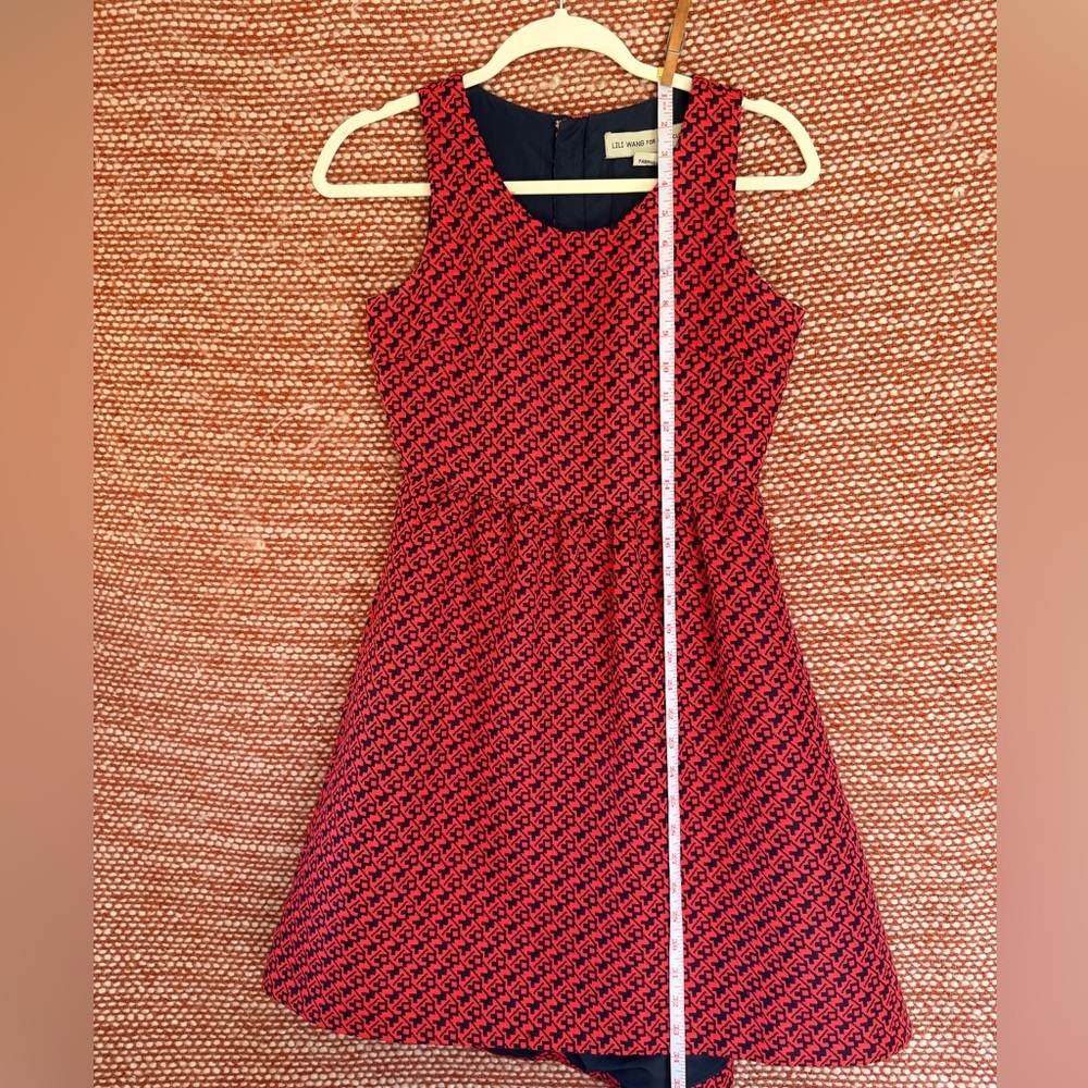 Anthropologie Red and Blue Patterned Midi Dress - Picture 8 of 11